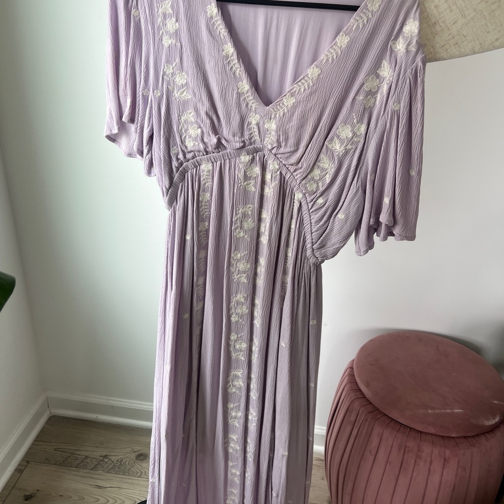 Lavender Embroidered Maxi Dress